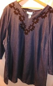 Liz & Me Plus Size  2X 22/24W Denim Shirt Blouse W